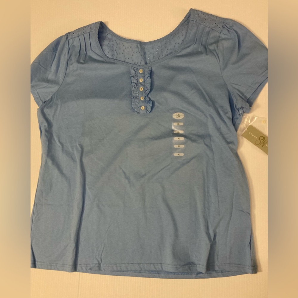Studio Works light blue xl eyelet blouse